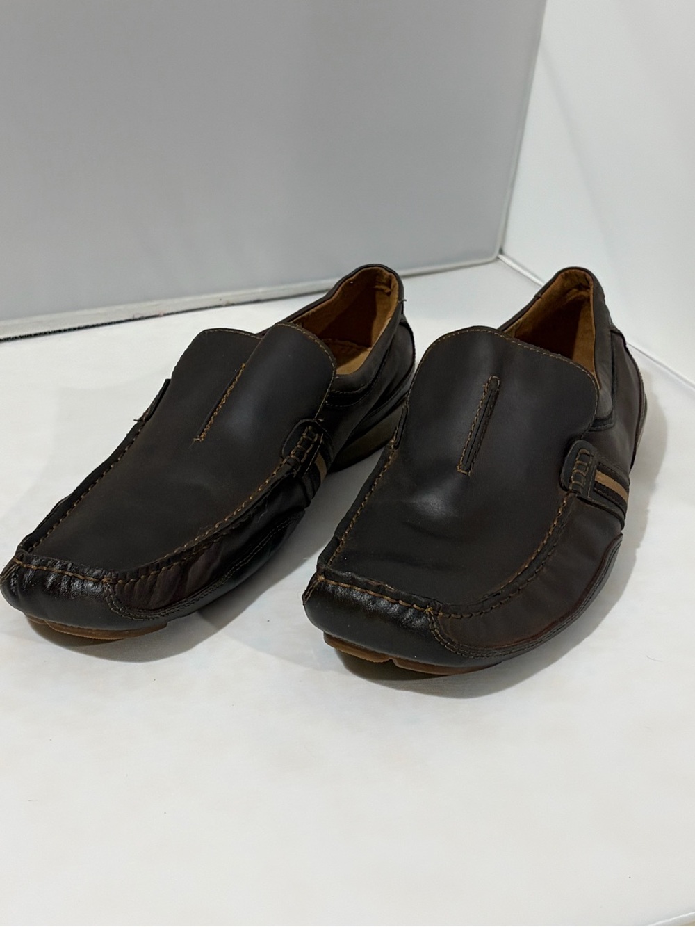 Steve Madden Men's Brown Leather Slip-On Loafers